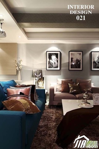 简约风格复式时尚富裕型客厅沙发背景墙沙发效果图