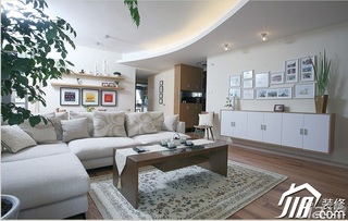 三米设计简约风格公寓经济型130平米客厅照片墙沙发图片