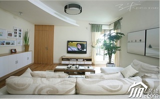 三米设计简约风格公寓经济型130平米客厅沙发图片