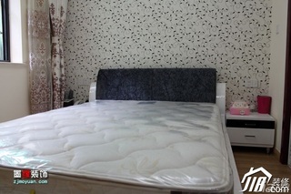简约风格二居室原木色富裕型40平米卧室壁纸图片