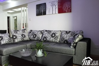 简约风格温馨冷色调70平米客厅沙发背景墙沙发图片
