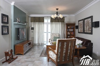 三米设计美式乡村风格公寓经济型130平米客厅沙发图片
