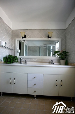 三米设计美式乡村风格公寓经济型130平米卫生间浴室柜图片