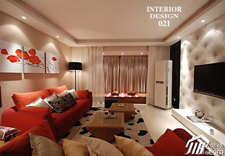 简约风格三居室富裕型客厅电视背景墙沙发婚房设计图