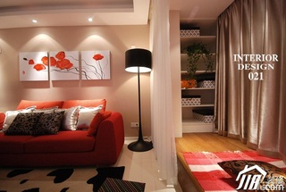 简约风格三居室富裕型客厅地台沙发婚房设计图纸