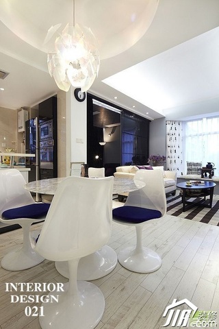 混搭风格二居室富裕型70平米客厅餐桌图片