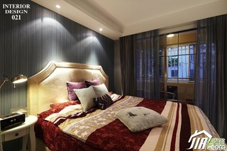 混搭风格二居室浪漫富裕型70平米卧室卧室背景墙床图片