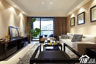 公寓时尚暖色调富裕型140平米以上客厅窗帘效果图