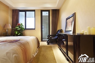 公寓时尚暖色调富裕型140平米以上卧室窗帘图片