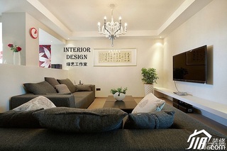 简约风格公寓时尚白色富裕型100平米客厅沙发图片