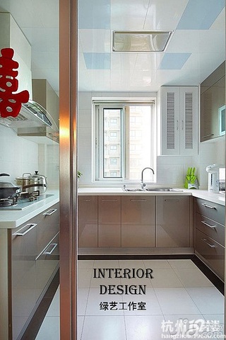 简约风格公寓时尚白色富裕型100平米厨房设计