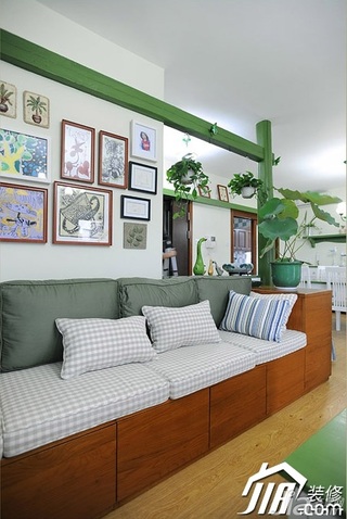 三米设计田园风格公寓经济型120平米照片墙沙发图片