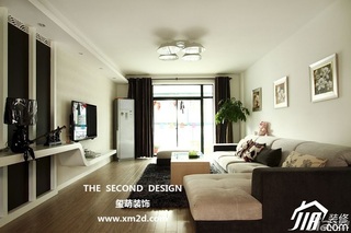 简约风格公寓简洁米色富裕型130平米客厅沙发背景墙沙发效果图