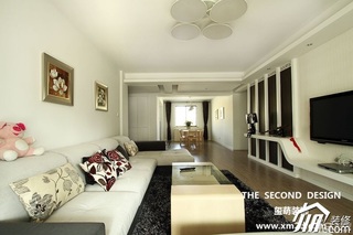 简约风格公寓简洁米色富裕型130平米客厅沙发效果图
