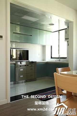简约风格公寓简洁米色富裕型130平米厨房橱柜安装图