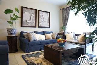 三米设计混搭风格公寓富裕型130平米客厅沙发效果图