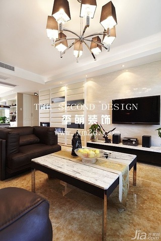 简约风格公寓简洁冷色调富裕型130平米客厅茶几效果图