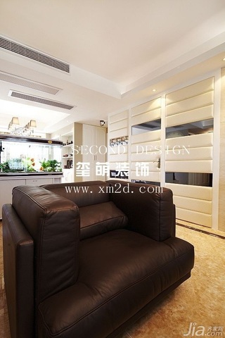 简约风格公寓简洁冷色调富裕型130平米客厅沙发图片