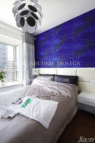 简约风格公寓冷色调富裕型130平米卧室卧室背景墙床效果图