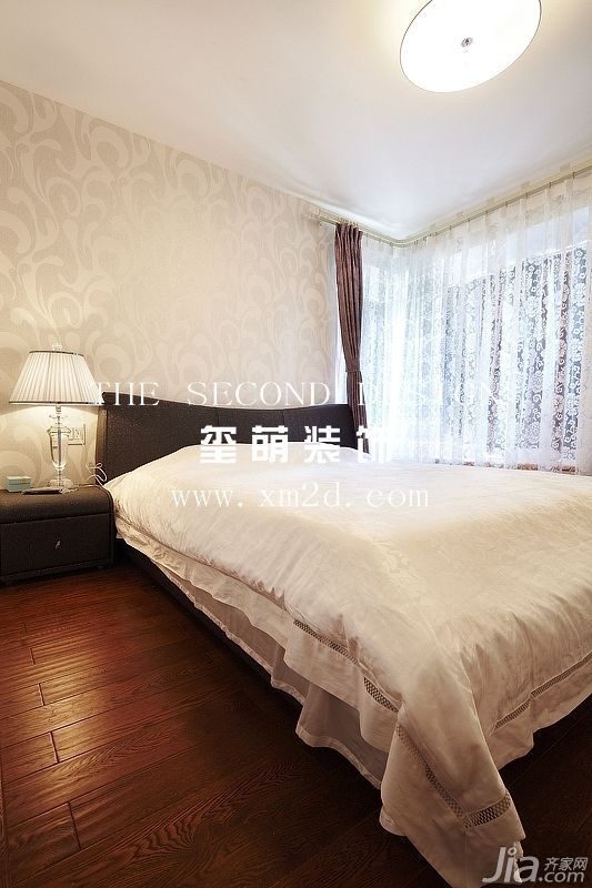 冷色调装修,130平米装修,公寓装修,富裕型装修,简约风格,卧室,床,玺萌设计