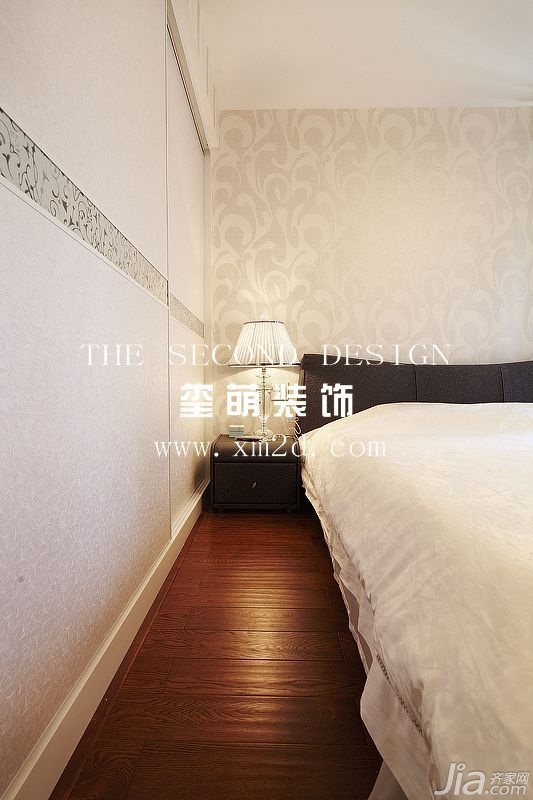 冷色调装修,130平米装修,公寓装修,富裕型装修,简约风格,卧室,床头柜,玺萌设计