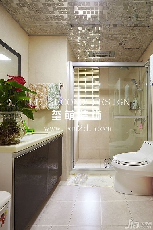 冷色调装修,130平米装修,公寓装修,富裕型装修,简约风格,卫生间,浴室柜,玺萌设计