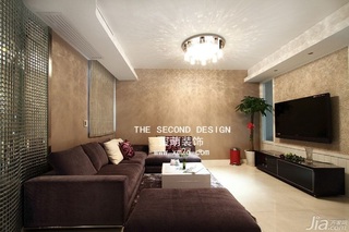 欧式风格公寓时尚咖啡色富裕型110平米客厅沙发图片