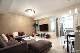 欧式风格公寓时尚咖啡色富裕型110平米客厅沙发效果图