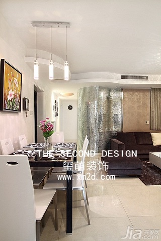 欧式风格公寓时尚咖啡色富裕型110平米餐厅餐桌效果图