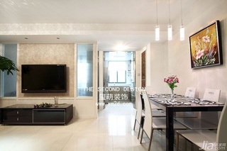 欧式风格公寓时尚咖啡色富裕型110平米餐厅餐桌效果图