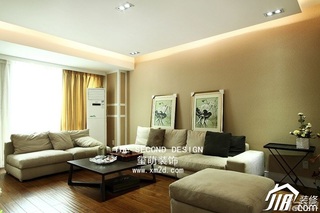简约风格三居室温馨米色富裕型140平米以上客厅沙发背景墙沙发效果图