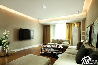 简约风格三居室温馨米色富裕型140平米以上客厅沙发图片