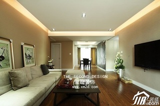 简约风格三居室温馨米色富裕型140平米以上客厅沙发背景墙沙发效果图