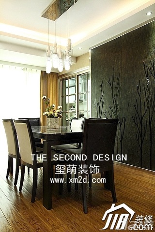 简约风格三居室温馨米色富裕型140平米以上餐厅餐厅背景墙餐桌图片