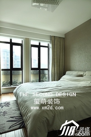简约风格三居室温馨米色富裕型140平米以上卧室床效果图