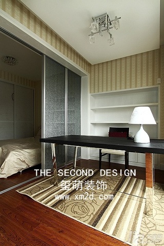 简约风格三居室温馨米色富裕型140平米以上书房书桌效果图