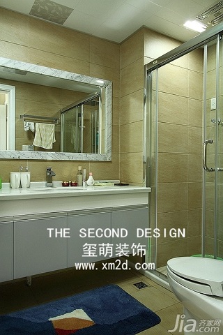 简约风格三居室温馨米色富裕型140平米以上卫生间浴室柜图片