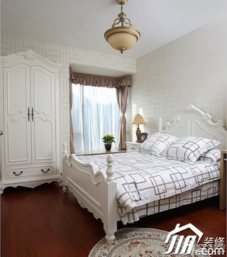 三米设计美式风格别墅豪华型卧室飘窗灯具图片