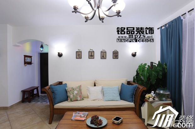 三居室装修,经济型装修,简约风格,客厅,沙发,窗帘
