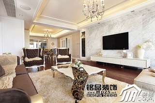 新古典风格三居室富裕型客厅电视背景墙沙发效果图