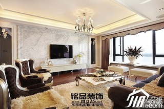 新古典风格三居室富裕型客厅电视背景墙沙发图片