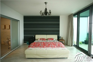 三米设计简约风格公寓经济型130平米卧室卧室背景墙床图片