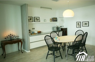 三米设计简约风格公寓经济型130平米餐厅餐桌效果图