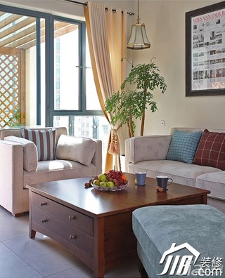 三米设计简约风格复式富裕型客厅沙发效果图