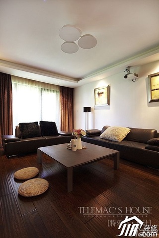 简约风格二居室时尚褐色富裕型客厅沙发效果图