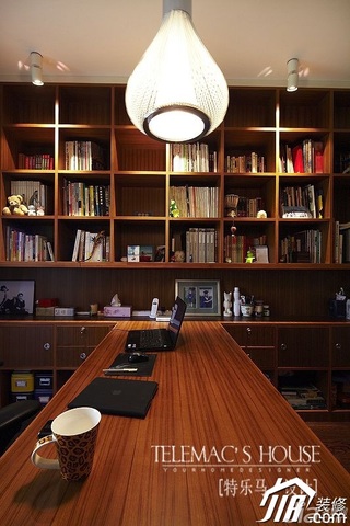简约风格二居室时尚褐色富裕型书房书架图片