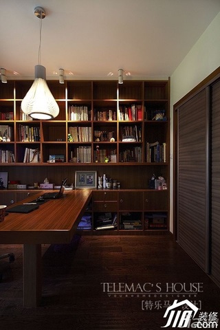 简约风格二居室时尚褐色富裕型书房书桌图片