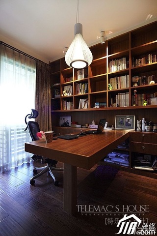 简约风格二居室时尚褐色富裕型书房书桌效果图