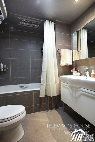 简约风格二居室时尚褐色富裕型卫生间洗手台效果图