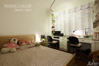 混搭风格公寓米色富裕型140平米以上卧室书桌图片